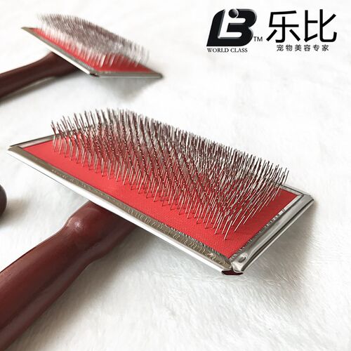 乐比针梳宠物实木木梳拉毛梳狗梳子钢丝梳泰迪比熊松毛开结用毛刷 - 图1