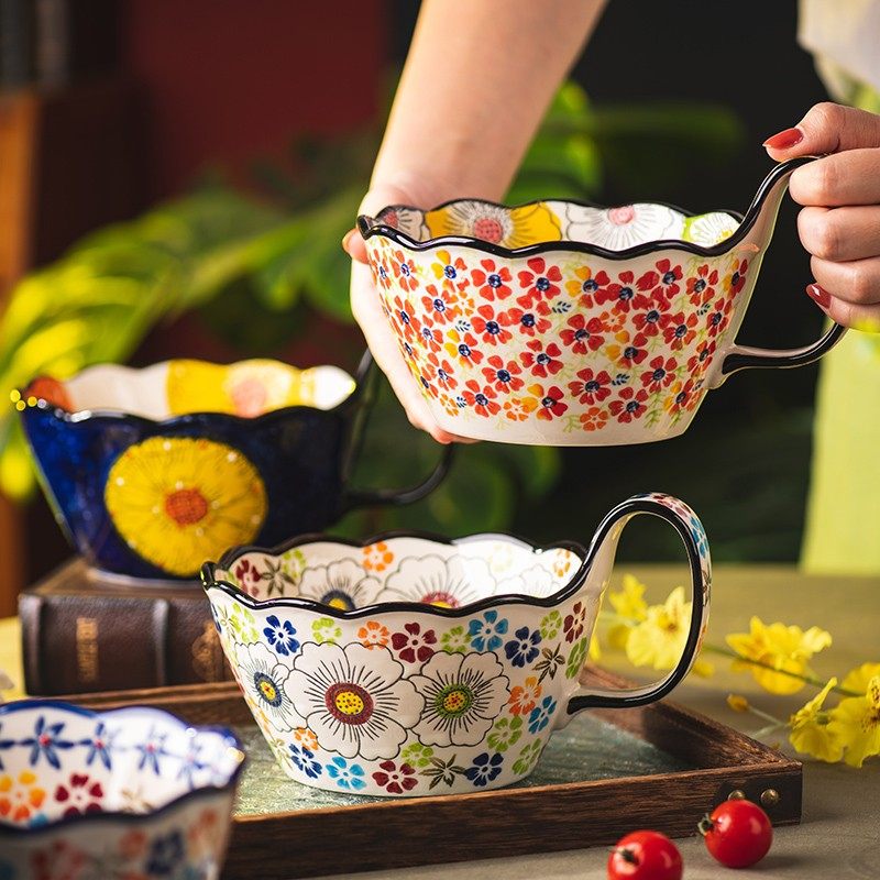 新款波兰中古风餐具高颜值碗陶瓷家用泡面碗汤碗饭碗大碗个人专用,淘宝优惠券,粉丝福利购,淘宝优惠卷