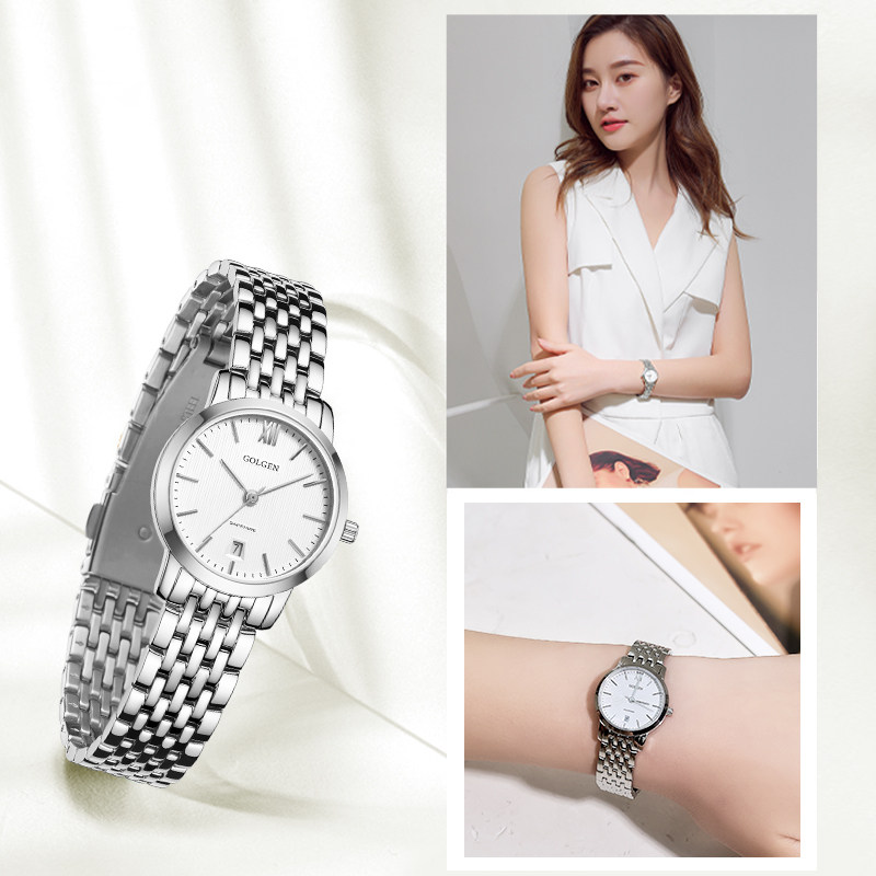 golgen古尊商务休闲日历钢带女表 GOLGEN古尊手表国产腕表