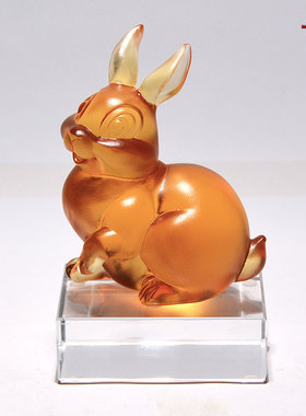 免费刻字夏尚逸典琉璃兔子摆件