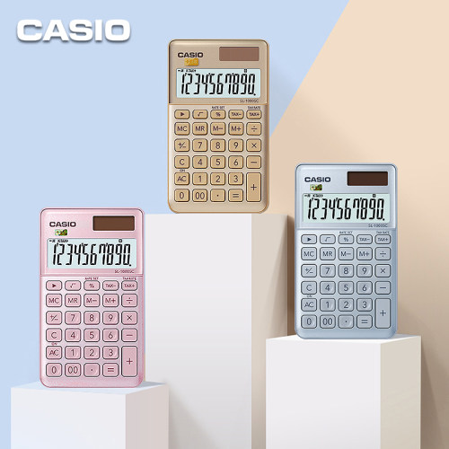 CASIO/卡西欧SL-1000SC时尚网红款高颜值女神款计算器小型便携电子商用会计办公太阳能计算器10位宽屏 送皮套 - 图2