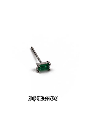 JQTIMTC《啤酒瓶》s925银韩版小巧方块耳钉清新绿钻方形学生养耳