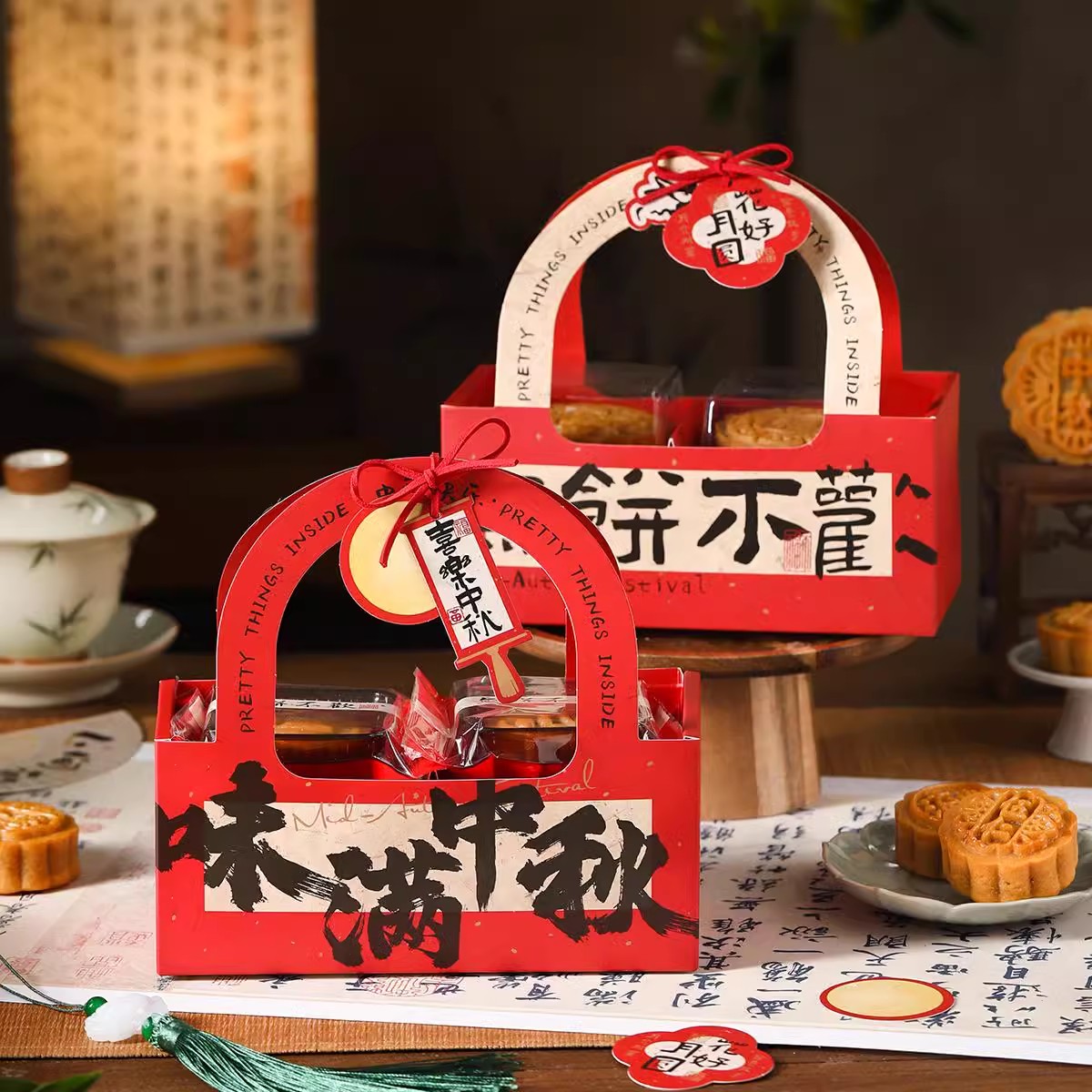 月饼礼盒包装盒中秋新款冰皮蛋黄酥教师节4粒6手提礼品空盒子 - 图3