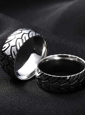 男女独特的前卫不锈钢轮胎胎面环 - 简约奢华戒指时尚的珠宝礼物