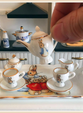 BJD6/小布6分微缩彼德兔陶瓷茶具咖啡具娃屋迷你厨房