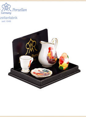 Doll house微缩食玩描金鸡公花早餐套装/Rement/森贝尔/迷你厨房