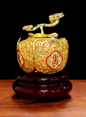 中式金色柿子摆件家居装饰品