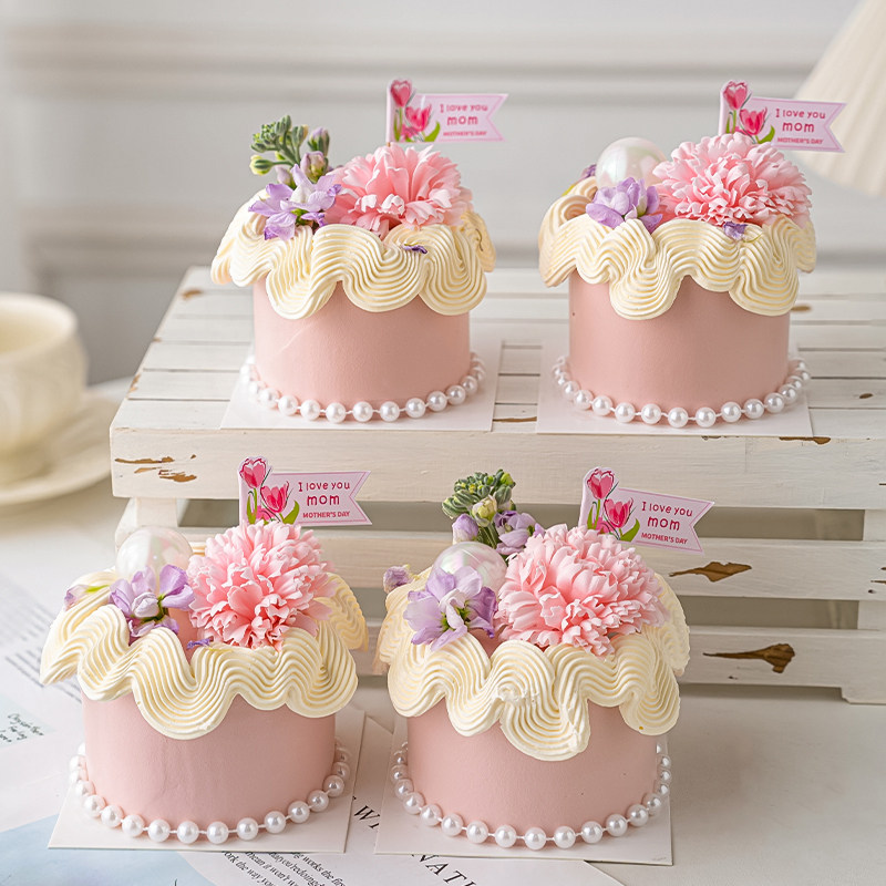 2025母亲节快乐郁金香插旗小蛋糕装饰仿真康乃馨花朵妈妈节日插件,淘宝优惠券,粉丝福利购,淘宝优惠卷