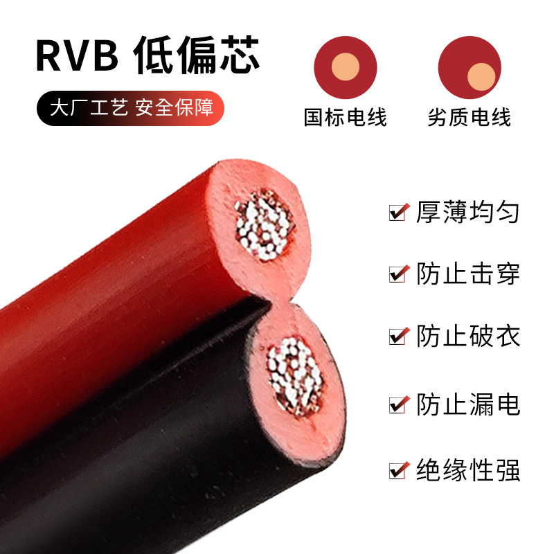 家用rvb红黑双并线2芯电源线1 1.5 2.5平方led音响灯头线电线软线 - 图2