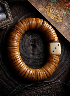 复刻.嘎嘎 卡杰格朵藏式老料牦牛骨佛珠手串男牛骨灵骨盘玩单圈