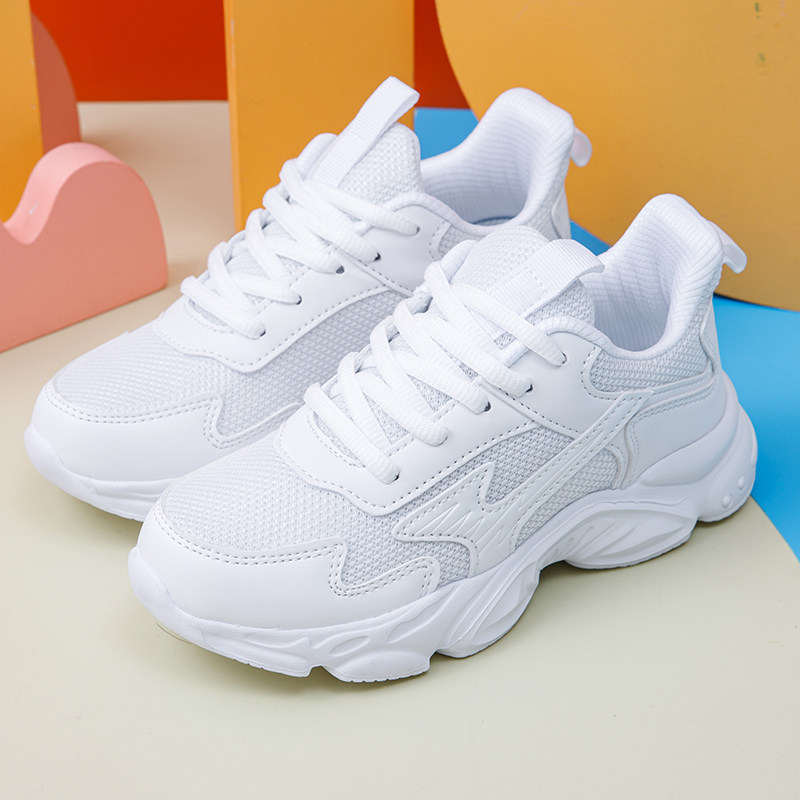 儿童小白鞋绑鞋带系带白鞋男童白色运动鞋中大童女童白波鞋小学生,淘宝优惠券,粉丝福利购,淘宝优惠卷