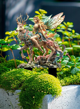 168B跨境森林精灵与魔法鹿花园桩