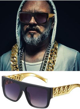 b115嘻哈浮夸朋克合金美金链条项链眼镜戒指美金帽子 嘻哈街舞套