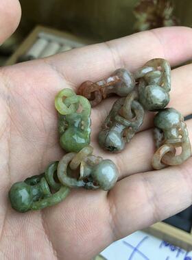 天然翡翠小吊坠挂件复古老翡花篮diy手工编织手链配饰配件串珠