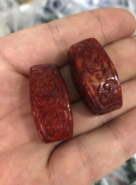 天然缅甸翡翠玉器老坑黄翡三彩雕刻件如意纹路长方形吊坠配件035