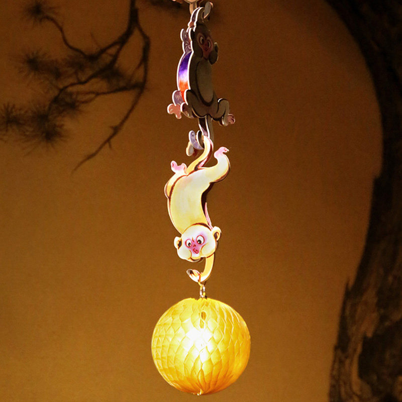 自然造物金猴抱月翻花DIY手工玩具益智灯笼挂饰文创有趣儿童礼物,淘宝优惠券,粉丝福利购,淘宝优惠卷