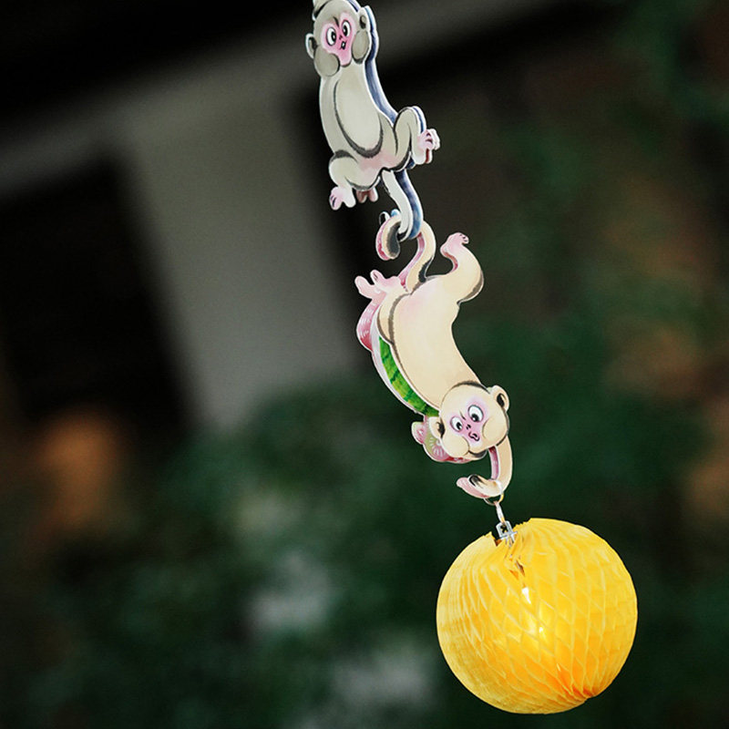 自然造物金猴抱月翻花DIY手工玩具益智灯笼挂饰文创有趣儿童礼物,淘宝优惠券,粉丝福利购,淘宝优惠卷