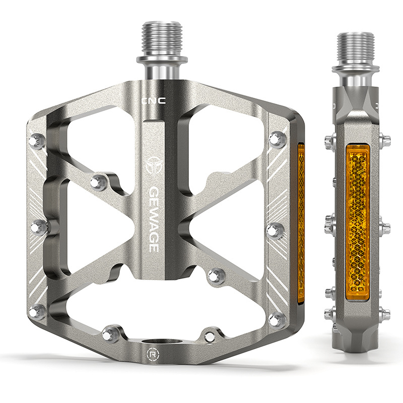 GEWAGE山地车三培林脚踏自行车脚踏板带反光片骑行脚蹬单车配件-图3