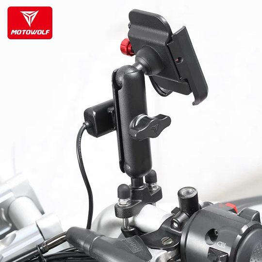 摩多狼铝合金支架电动摩托车骑行导航自行车手机支架防震防抖充电