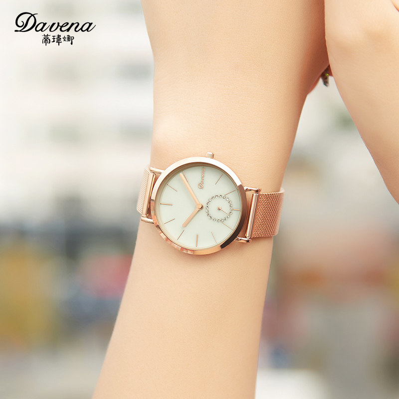 新款蒂玮娜davena钢带个性男士手表 davena童凯国产腕表