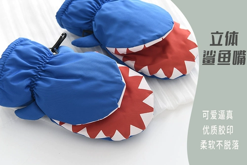 Детские демисезонные перчатки для мальчиков, водонепроницаемая лыжная утепленная детская акула, 2-5 лет