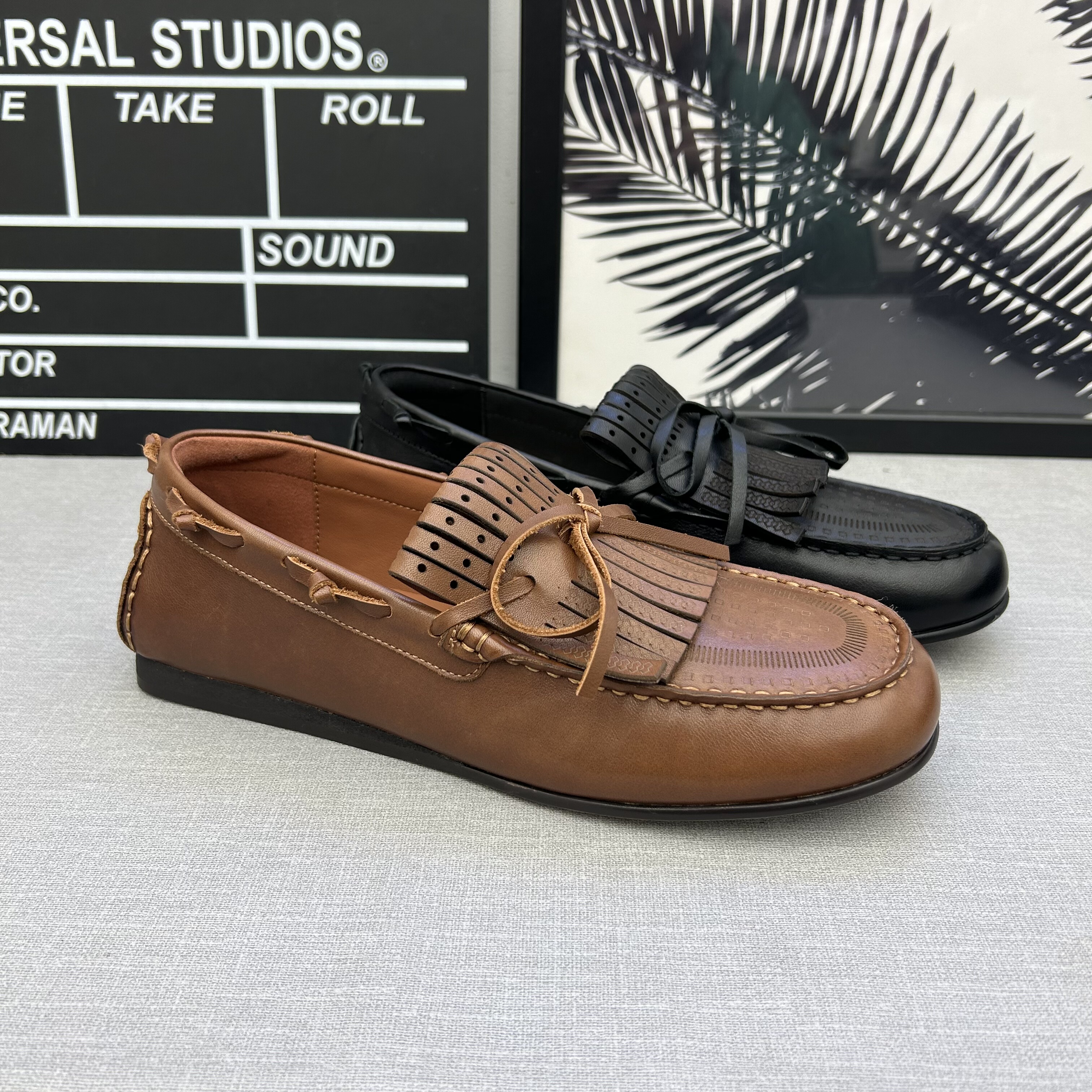 欧货2026年春季新款真皮牛皮蝴蝶结流苏平底休闲乐福鞋豆豆鞋女鞋,淘宝优惠券,粉丝福利购,淘宝优惠卷