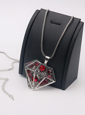 简约闪锆石水晶吊坠长款毛衣链