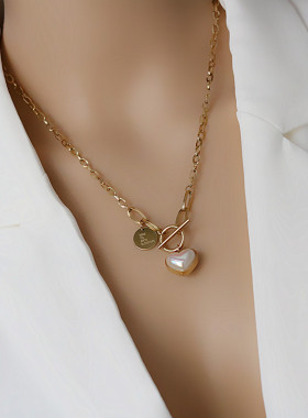 双面爱心吊坠小众钛钢新款项链