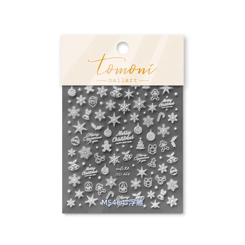 tomoni浮雕美甲贴纸 莫失合作款日系复古指甲贴雪花圣诞MS464 - 图3