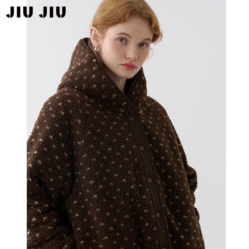 JIUJIU两面可穿复古颗粒绒仿羊羔毛外套女冬季设计感小众休闲棉服,淘宝优惠券,粉丝福利购,淘宝优惠卷