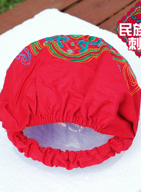 民族风春秋季刺绣花头巾帽