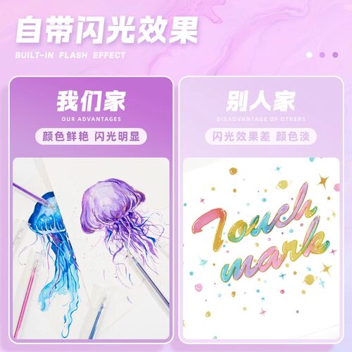 Touchmark轮廓笔彩色闪光啫喱笔儿童无毒彩色笔荧光标记笔彩笔笔 - 图2