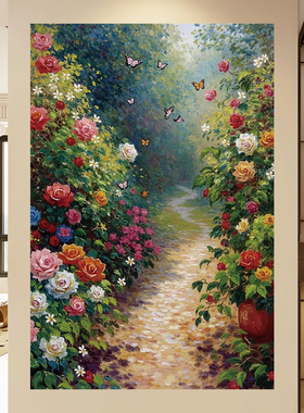 莫奈花园油画风自粘爆款装饰