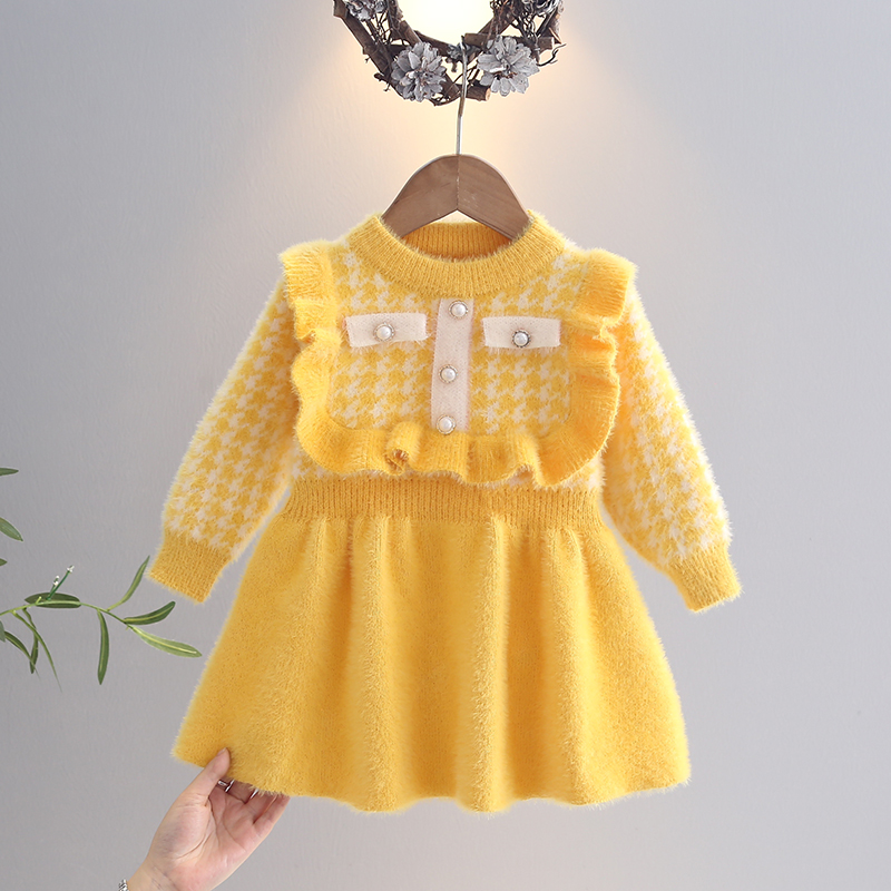 女童连衣裙秋冬装2025新款洋气宝宝儿童针织衫毛衣公主裙秋冬裙子 - 图2