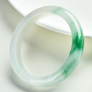 玉萌色缅甸冰种飘绿翡翠手镯女天然玉石镯子玉镯圆镯a货玉器CA347