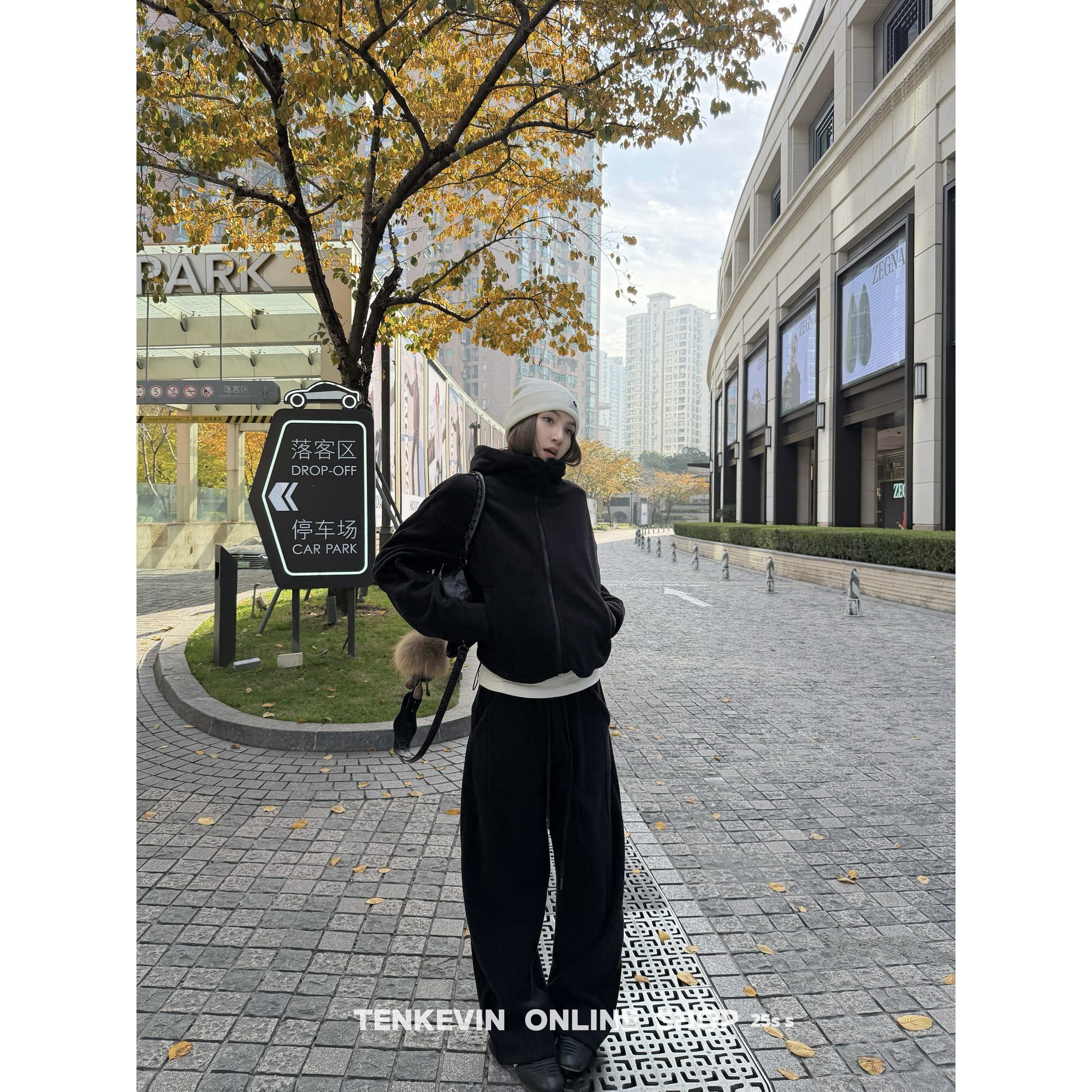 十一石  摇粒绒连帽拉链卫衣阔腿直筒卫裤休闲裤女小个子两件套II,淘宝优惠券,粉丝福利购,淘宝优惠卷