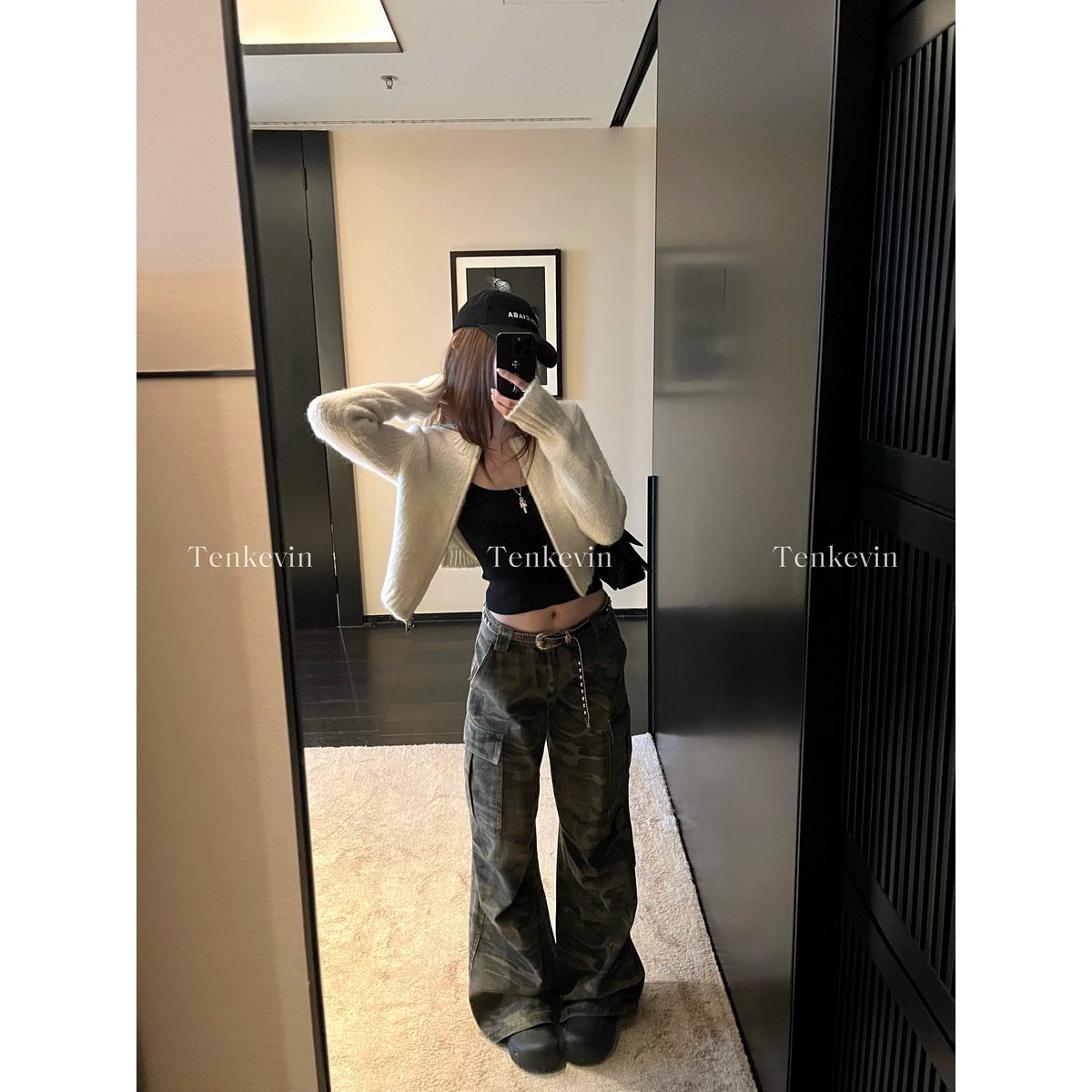 十一石宝藏迷彩美式口袋工装裤女小个子低腰宽松直筒阔腿休闲裤ll,淘宝优惠券,粉丝福利购,淘宝优惠卷