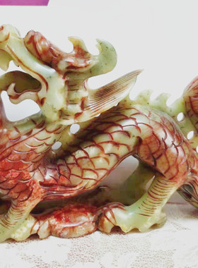 玉石青龙一对招财镇宅促销摆件