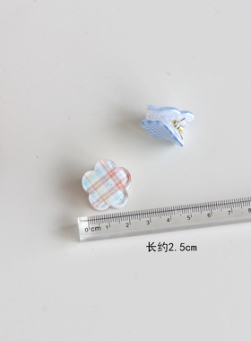 花朵发夹侧边刘海夹格纹