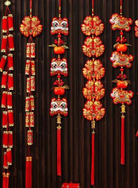 新年装饰布置用品挂件2026马年春节过年室内入户门醒狮挂串装饰品