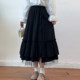 2025 Spring and Summer New Original Sweet Lolita Black A-Line Mid-Length Ruffle Skirt Women's Swing Skirt
