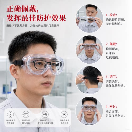 3M护目镜防化学实验防飞溅打磨粉尘灰冲击骑行防风沙劳保防护眼镜 - 图2