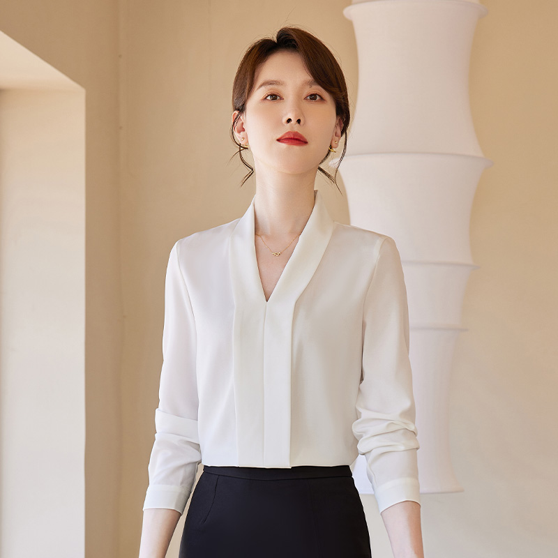 诗璐雅职业女长袖秋2023新款白衬衫 诗璐雅衬衫