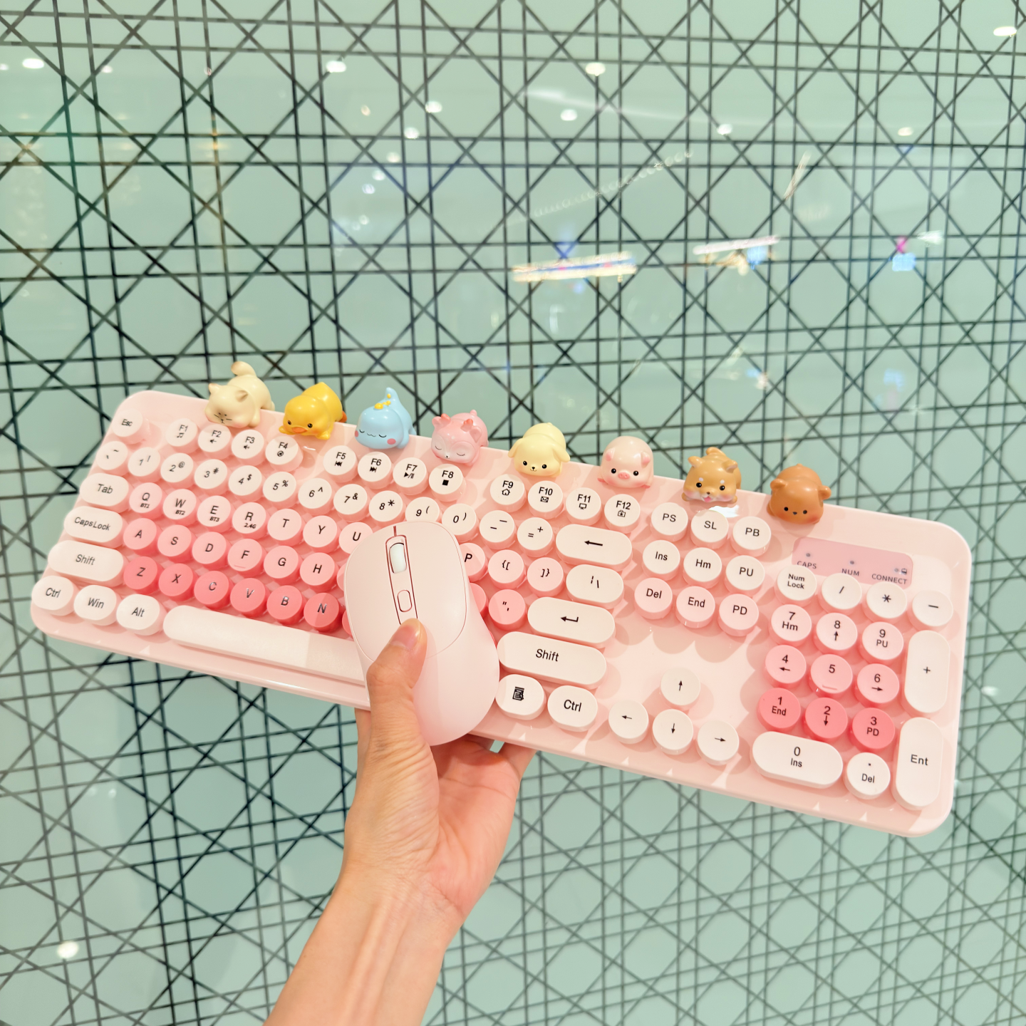 多巴胺鼠标卡通键盘蓝牙平板用笔记本台式用粉色公仔键盘无线键鼠 - 图1