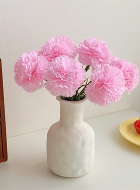 康乃馨仿真花假花母亲节礼物干花花束客厅摆设餐桌装饰花花艺摆件