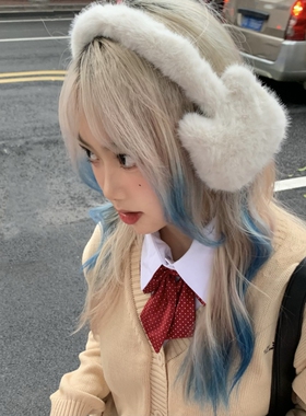 可爱毛绒白色猫咪耳罩