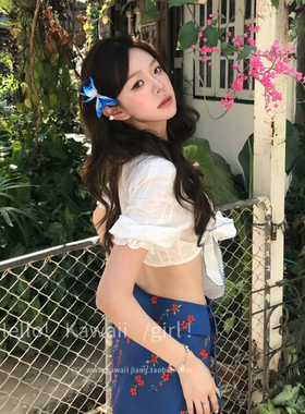 森系蓝色渐变玉兰花发夹