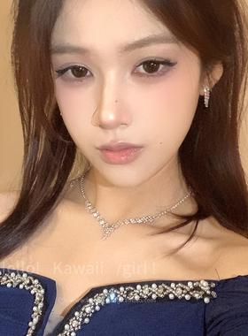 清冷感简约闪钻项链耳环套装