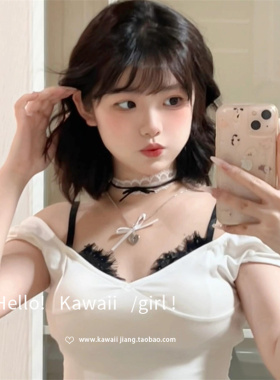 kawaii酱蕾丝蝴蝶结choker项圈