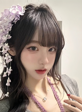 新中式紫色铃兰花流苏发夹